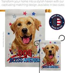 Breeze Decor Patriotic Yellow Labrador Retriever Garden Flag-Set With Stand Dog Puppy Spoiled Paw Canine Fur Pet Nature Farm Animal Creature House Banner Small Yard Gift Double-Sided, Made In USA - White - 查看 4