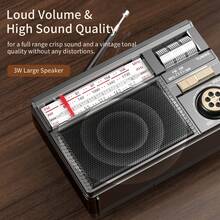 Radio Multiband Retro, Mendukung Koneksi Audio Nirkabel, Pengisian Daya Tenaga Surya dan Multi-Mode, Baterai Tahan Lama 1200mAh, Berbagai Mode Pemutaran - Hitam - View 4