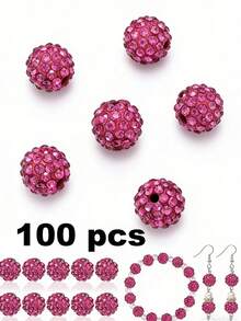 50/100/200颗 10毫米闪亮迪斯科球珠 - 闪亮黄色塑料珠，反光表面，适用于珠宝制作、DIY工艺品、项链和耳环配件、珠宝制作珠子、耳环组件、手工珠子 - 彩色 - 查看 51