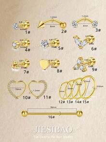 Khuyên tai sụn JIESIBAO mạ vàng dành cho nữ, khuyên tai vòng bằng thép không gỉ, khuyên tai dạng phẳng cho tai nhạy cảm, khuyên tai septum, khuyên tai industrial bar, khuyên tai rook, khuyên tai sụn, khuyên tai rook tragus, khuyên tai conch, khuyên tai helix, trang sức xỏ khuyên hàng ngày, quà tặng - Vàng - Xem 3