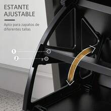 HOMCOM Conjunto de Recibidor de Entrada con Espejo, Perchero y Zapatero, Muebles de Recibidor de 2 Piezas con 6 Ganchos, Estante y Cajón, para Pasillo, Negro - Negro - Ver 7