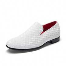 Men's Dress Loafers Velvet Tuxedo Slip-On Shoes Wedding Party Red Bottom For Male - trắng - Xem 2