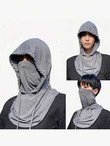 1pc Solid Color Ice Silk Summer Outdoor Cycling Balaclava, Thin Breathable Sun Protection Face Mask, Full Face Cover Neck Gaiter, Versatile Soft Comfortable Headwear, Fashionable Multifunctional Headcover For Sun, Wind, Dust Protection - A - View 7