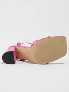 Giày sandal cao gót mũi vuông, đế dày, đính đá lấp lánh, sang trọng, phù hợp cho tiệc tùng, thời trang đa năng. - Màu Hồng Tươi - Xem 8