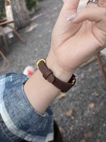 1PC Slim And Thin Leather Watchband Compatible With Apple Watch Band 42mm, 38mm, 40mm, 41mm 44mm 45mm, 46mm And 49mm A Stylish And Smart Watch Replacement Strap Series 9 8 7 6 5 4 3 2 1 SE Lady Wristband - Coffee Brown - View 8