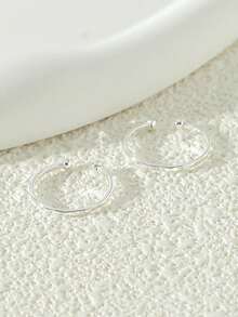 2 piezas Conjunto de anillos para los dedos de los pies de metal minimalista, joyería de verano para mujer - Plateado - Ver 2