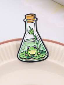 1 Ghim cài áo hình ếch trong chai, ghim cài hoạt hình, huy hiệu cài áo, phụ kiện quần áo, trang sức hình động vật, quà tặng bạn bè - màu xanh lá - Xem 4
