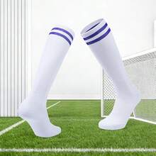 1 Pair Breathable Football/Soccer Socks, Suitable For Men, Women And Teenagers, Ideal For Beginner Running, Training, American Football, Field Hockey And Other Sports, Providing Ventilation, Odor-Resistant And Moisture-Wicking Features - White - View 16