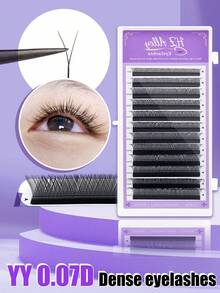 12排柔软细腻YY 0.07混合密度DIY睫毛嫁接专业高档睫毛材料单根嫁接自然绽放不脱落卷翘仿真睫毛浓密花型睫毛 - 查看 2