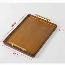 1pc Rectangular Bamboo Tray, Serving Platter, Tea Set Holder, Modern Chinese Style Wooden Tray With Handle, Suitable For Home, Hotel, Tea, Dessert, Coffee - Wood Color - View 8