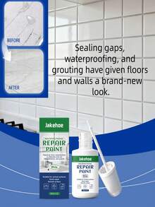 jakehoe 瓷砖修补漆 - 密封并修补瓷砖、地板、墙壁和浴室的裂缝和缝隙。易于施工，持久耐用。 - A - 查看 1