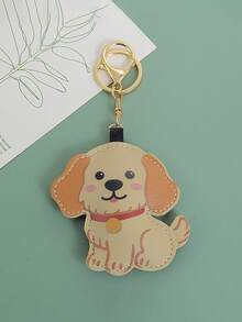 1pc Cute PU Leather Keychain, Golden Retriever Puppy Pendant, Student & Women Bag Charm - Multicolor - View 4