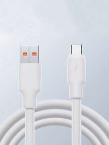 1 pieza Cable de datos tipo C súper rápido y grueso de 120W, compatible con Huawei, teléfonos, PVC blanco - Blanco - Ver 2