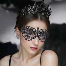 三件套性感迷人蕾丝眼罩，适用于角色扮演、化妆派对、成人和儿童派对半脸面具 - 彩色 - 查看 6