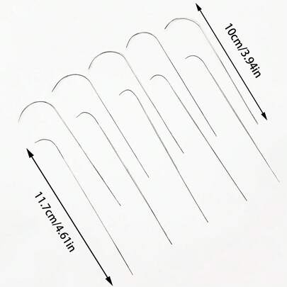 Bộ 5 kim xâu hạt cong chất lượng cao, 2 kích cỡ, làm từ thép không gỉ bền chắc, có lỗ xỏ hạt lớn, dễ sử dụng, thích hợp cho việc tự làm đồ trang sức, vòng tay, dây chuyền.