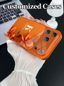 1 buah Casing Ponsel Kaca Tempered dengan Desain Teks & Huruf yang Dapat Disesuaikan dan Motif Bunga Lili Oranye, Cocok untuk iPhone 17 Pro Max/17 Air/15/16 Pro/14 Plus/13 Pro/12 Pro Max/11, Pelindung Kamera Kaca Tempered, Penutup Belakang Kaca Tempered, Casing Pelindung Ponsel dengan Jendela Besar, Hadiah Terbaik untuk Teman dan Keluarga - Jeruk - View 7
