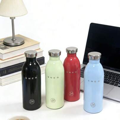 500ml High-Quality Vacuum Insulated Water Bottle, Large Capacity Office Tumbler, Portable Car Cup, Stainless Steel Flask, Leak-Proof Double Wall Insulated Coffee/Tea/Milk Cup, Suitable For Students And Adults At Home, School, Office, Party, Camping, Picnic