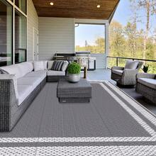 5ft X 8ft Reversible Outdoor Rug, Portable Plastic Woven Camping Mat, Suitable For RVs, Waterproof Outdoor Area Rug For Yard, Patio, Porch, Balcony (White Gray) - Aircraft Frame - View 12