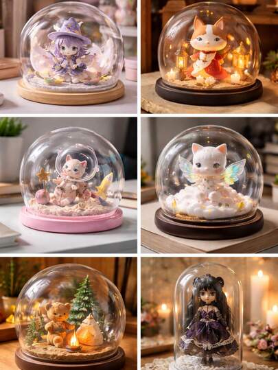 1 pieza Cúpula de vidrio transparente con base de madera natural, adecuada para exhibición de plantas, exhibición de colecciones, creación de paisajes en miniatura. Cúpula de vidrio/Cubierta decorativa/Artículo decorativo a prueba de polvo, aplicable para decoración de mesa en sala de estar, dormitorio, estilo nórdico INS, regalo del Día de la Madre