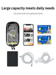 TOSUOD 360° Rotatable 2-In-1 Front Frame Wallet Phone Holder With Touch Screen, Suitable For Mountain Bike & Road Bike Accessories - Black - View 6