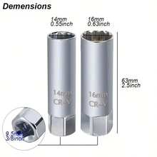 FZY 14 Spark Plug Socket Wrench Key Adapter Kit | Steel Auto Mechanical Repair Install Removal Tool - 火星塞 - 查看 4