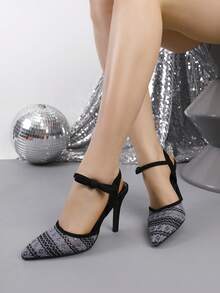 Women's Fashion Daily Wear Pointed Toe Hollow High Heels - Black - View 6