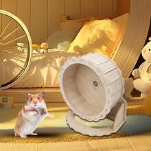 一套木制仓鼠跑轮/小型宠物跑轮/仓鼠玩具/落地式仓鼠跑轮/壁挂式+立式二合一/静音仓鼠跑轮/沙鼠跑轮，静音设计，防滑安全运动玩具，小型宠物活动玩具，仓鼠解闷神器，防水防霉，易于清洁 - 彩色 - 查看 3