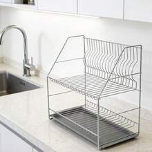 Large Single-Layer, Double-Layer Bowl Rack, 304 Stainless Steel Dish Drying Rack, Kitchen Storage Rack - View 3