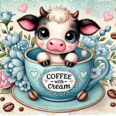 1pc [30*30cm/11.8*11.8in][40*40cm/15.7*15.7in]5D Acrylic Diamond Painting Kit, Cute Calf Pattern, Suitable For Adult Beginners DIY Mosaic Diamond Art, Full Drill Handmade DIY Diamond Painting, Applicable For Living Room, Bedroom, Office Wall Decor Painting, Surprise Art Home Decor Gift For Family And Friends