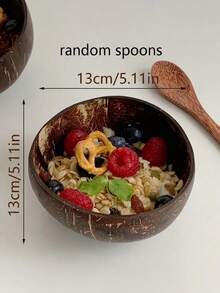 1/2pcs Minimalist Natural Coconut Shell Bowl, Reusable Handmade Round Salad Bowl, Home Yogurt Bowl, Salad Bowl, Dessert Bowl, Restaurant Decor Bowl, Fruit Bowl, Easy To Clean Party Dinnerware, Suitable For Cereal, Salad, Breakfast, Fruit And Yogurt. Pure Coconut Bowl, Kitchen Decor - Multicolor - View 14