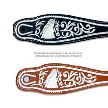 Espuelas Charras de Acero Monel con Correas de Cuero Bordadas en Colores Chedron,Negro Cafe - Chedron y negro - Ver 2
