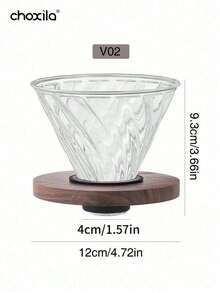 choxila 1套600毫升02号手冲咖啡套装 - 玻璃咖啡壶和滴滤器，带木质底座，完整的冲泡套装，适合家庭/办公室/送礼 - 透明色 - 查看 15