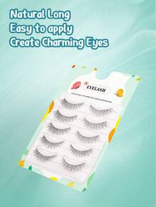 5 Pairs Transparent Stem Natural Long & Slim Crossing False Eyelashes - Black - View 7