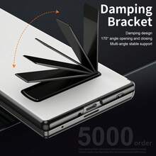 多角度磁吸翻盖折叠保护套，兼容三星 Galaxy Z Fold 7/6/5/4，高档奢华商务皮革全包覆式铰链超薄保护套 - 白色 - 查看 5