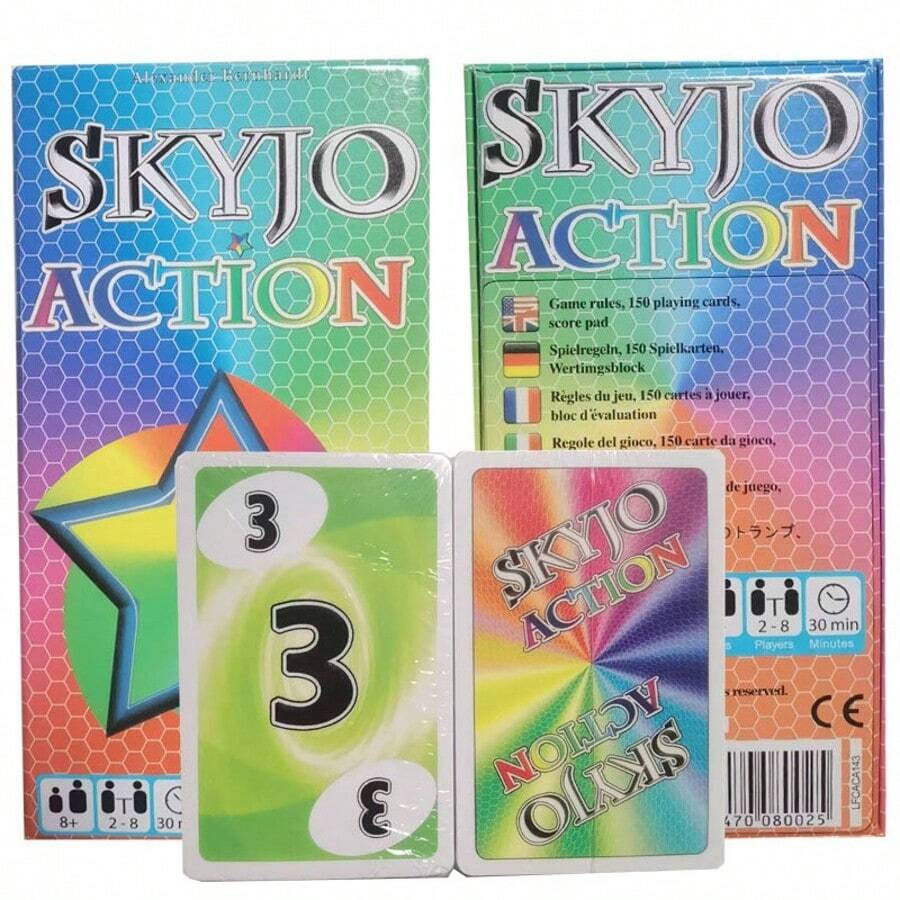 SKYJO & SKYJO ACTION 2-In-1 Card Game Set - Ultimate Family Entertainment Combo Pack, Includes Two Versions, 2-8 Players, Perfect For Game Nights, Holiday Gatherings And Party Fun - Multicolor - View 1