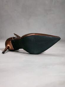 女士新款青铜色尖头细高跟鞋，镂空绑带派对宴会优雅凉鞋 - 銅色 - 查看 7