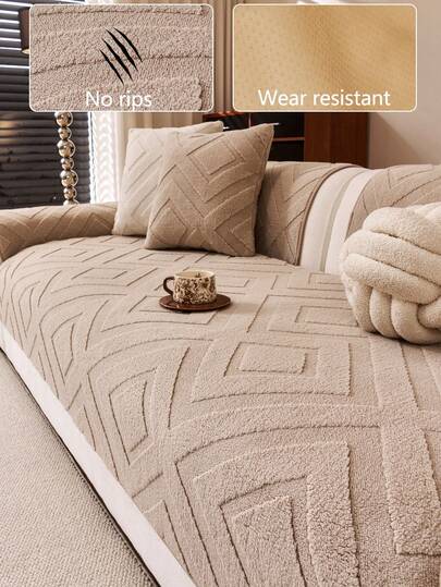 1pc Soft Plush Sofa Cushion Cover, All-Season Comfortable Sofa Seat Protector, Modern Minimalist Non-Slip Sofa Slipcover, Dust-Proof Machine Washable Sofa Blanket, Fashionable Soft Fade-Resistant Pet-Friendly Couch Cover, Adjustable For Corner Sofa, Bedroom, Office, Living Room Furniture