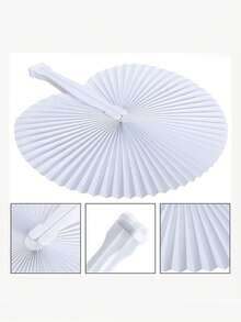 10pcs Round Folding Paper Fans, Wedding Ceremony Paper Fans, Heart & Round Shaped Paper Fans, DIY White Folding Fans, Bride & Bridesmaid Fans, Photography Props, Dance Fans, Various Festival Theme Party Folding Fans, Gifts - Multicolor - View 4