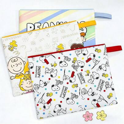 SNOOPY 1 قطعة حقيبة ملفات من قماش أكسفورد مقاوم للماء بطراز كاواييي | حقيبة ملفات بشكل كلب وشخصيات كرتونية جميلة | سعة كبيرة للأدوات المكتبية والأجهزة اللوحية والمستلزمات اليومية | مثالية للعودة إلى المدرسة، هدايا عيد الميلاد، عيد الحب، عيد الفصح، هالوين، عيد الميلاد، والعطلات الصيفية (طراز عشوائي)