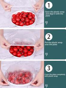 90-100pcs/190-200pcs Transparent Plastic Cover PE Thin Film Plastic Bags For Bowl Cover Leftover Food Cap, Kitchen Essentials To Keep Your Food Fresh - Clear - View 4
