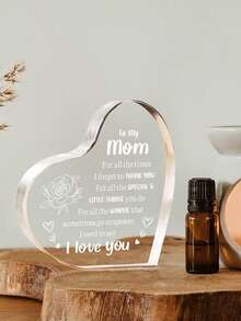 1pc Transparent Acrylic Heart Shaped Desktop Decor, Suitable As Mother's Day, Father's Day, Anniversary Gift For Wife - Ornaments - View 10
