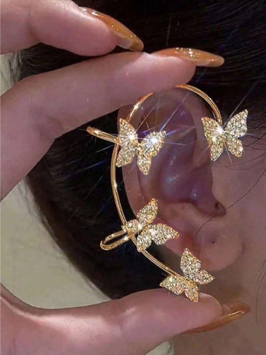 1 Set Elegant Gold Metal Butterfly Earrings, Suitable For Women's Daily Wear - Gold - View 1