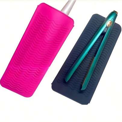 Heat Resistant Silicone Travel Mat, Reusable, Heat Protector Sleeve For Curling Iron And Straightener, Portable High Temperature Protection Pad