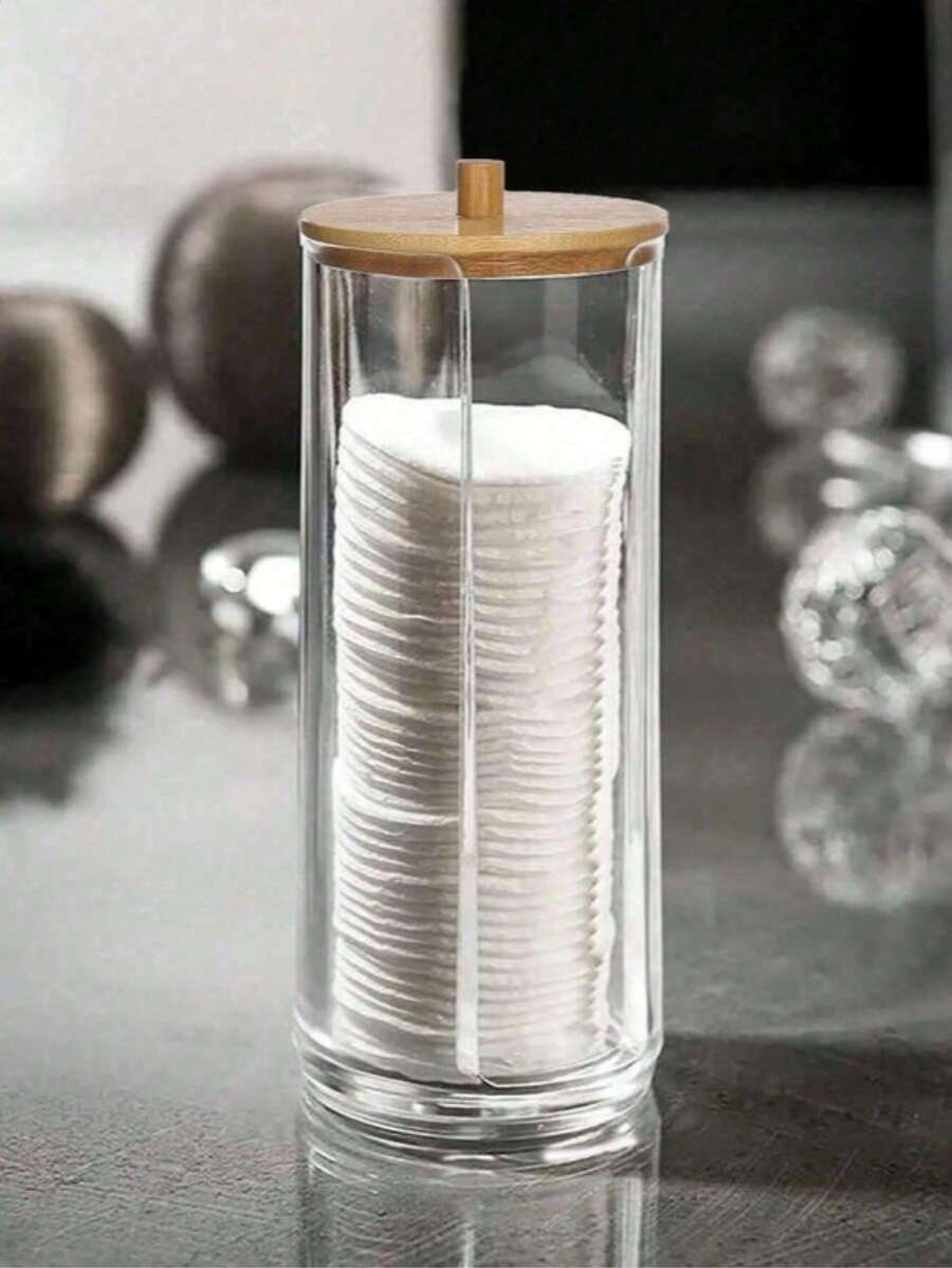 1 Caja de almacenamiento de hisopos, Dispensador de almohadillas desmaquilladoras, Caja de almacenamiento de almohadillas desmaquilladoras con tapa, Caja de almacenamiento de cosméticos transparente, Decoración de habitación, Bolsa de maquillaje - Multicolor - Ver 1