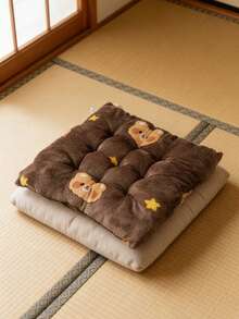 1pc Anti-Slip Cushion Pad, Thick Plush Seat Cushion For Student, Classroom Bench, Office Chair - Bear Head Cushion - View 1