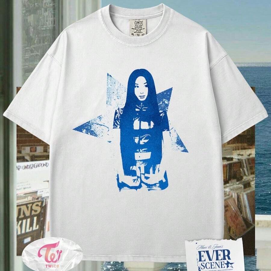 Chaeyoung Twice Shirt ComfortColors, Vintage Style Aesthetic KPop Merch, This Is For World Tour Gra - 白色 - 查看 1