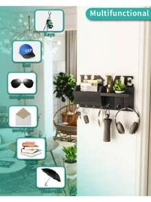 7-Hook Key Hanger - Heavy-Duty Key Storage Rack, Space-Saving Entry Organizer With Mail Sorting Function, Natural Wood Finish, Suitable For Entryways, Kitchens, And Offices - Comes With Free Screws For Easy Installation, Rustic Home Storage Product, Sturdy Hooks, Wall-Mounted Storage Rack,Key Holder - 鑰匙架 - 查看 2