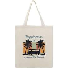 Bolsa de Lona Estilo Playa - Diseño Hawaiano para Vacaciones en la Playa, Ligera y Resistente para Viajes y Playa, Accesorio de Moda - Blanco - Ver 6