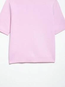 YROOE Women's Pink Metal Button Knit Short Sleeve Cardigan, Spring/Summer - Pink - View 10