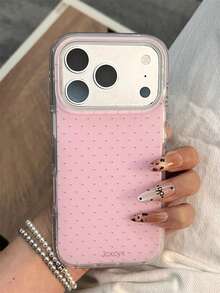 可爱简约波点手机壳，兼容 17 Pro Max、17 Pro、17、16 Pro Max、16 Pro、15 Pro Max、15 Pro、14 Pro Max、14 Pro、16、15、14 Plus、12、13 Pro Max、11、17 Air，亮面防震后盖，时尚礼物之选。 - 粉色 - 查看 3